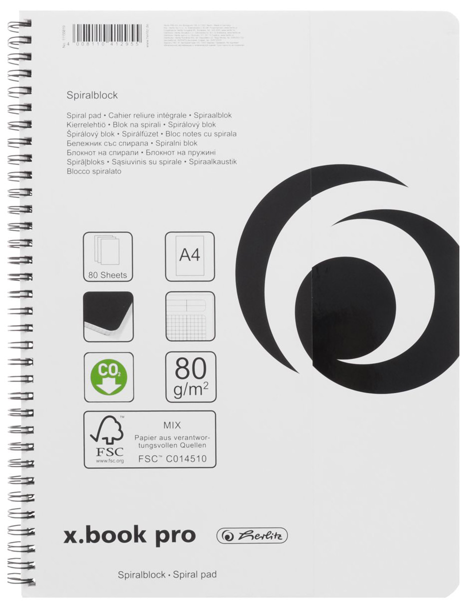 

Блокнот Herlirz X.book pro на спирали А4 80 листов в клетку, X.book pro А4 80 листов
