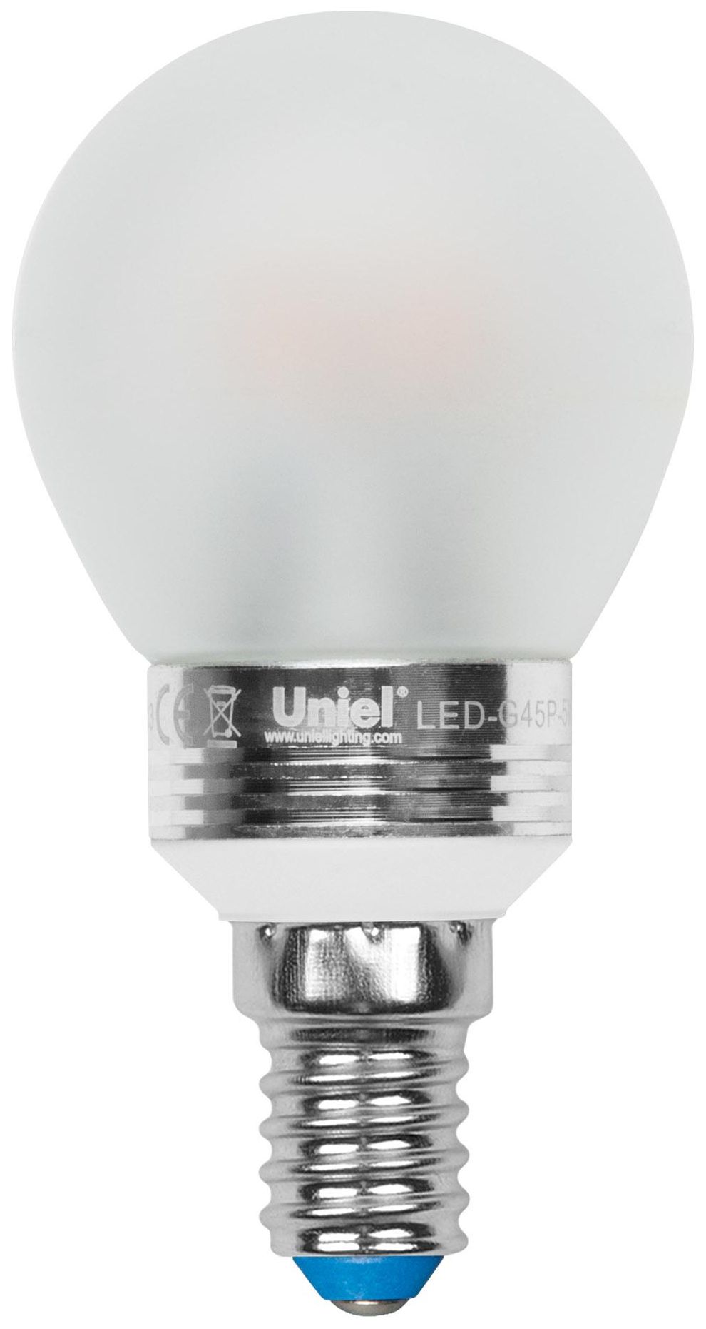 фото Лампа светодиодная (08010) e14 5w 4500k шар матовый led-g45p-5w/nw/e14/fr uniel