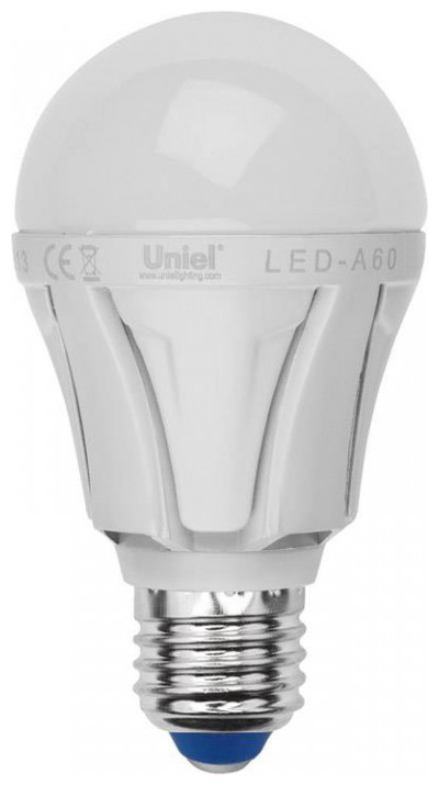 фото Лампа светодиодная (07887) e27 9w 3000k груша матовая led-a60-9w/ww/e27/fr alp01wh uniel