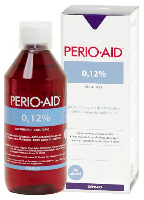 Ополаскиватель для рта Dentaid Perio-AID 0,12% 500 мл curaprox жидкость ополаскиватель perio plus regenerate chx 0 05% и гиалуроновая кислота 200 мл