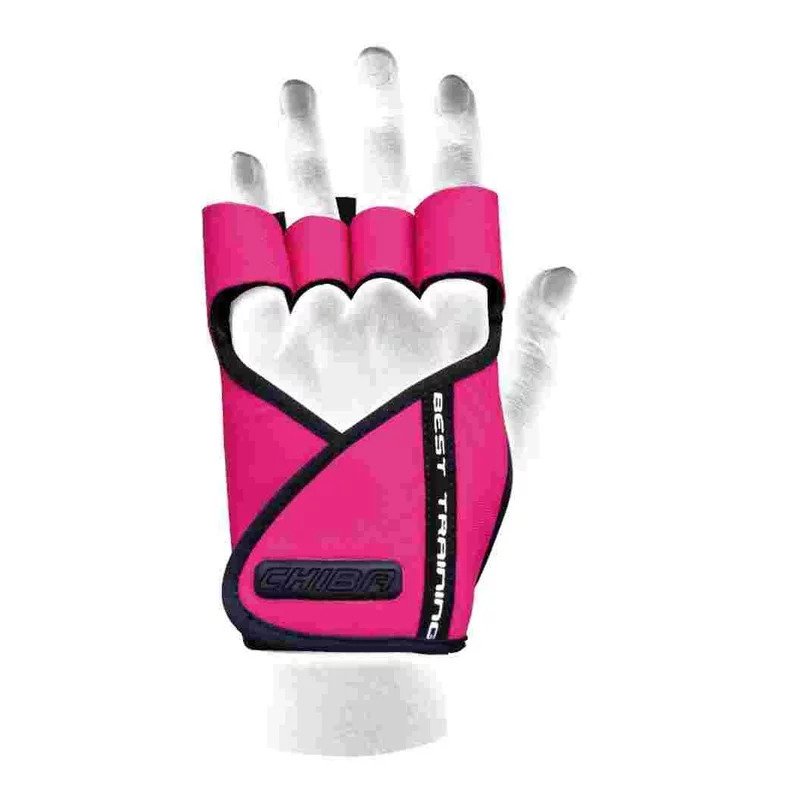 фото Перчатки для тяжелой атлетики и фитнеса chiba lady motivation glove, розовые/черные, xs