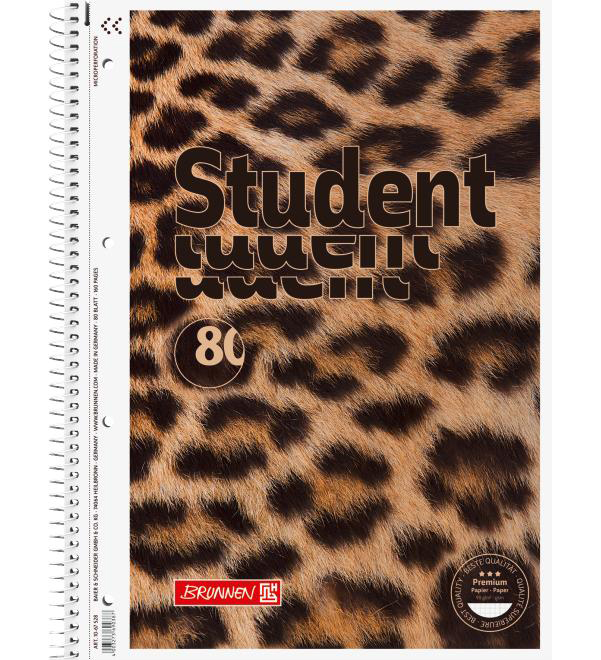 

Тетрадь студенческая Brunnen 67528 на спирали A4 клетка 80 листов 1 шт, Student. Animal