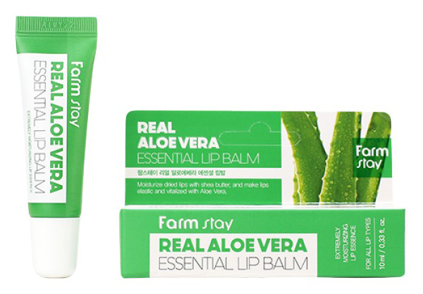 Бальзам для губ FarmStay Lip Balm Real Aloe Vera Essential суперувлажняющий, 10 мл бальзам для губ farmstay lip balm real aloe vera essential 10 мл