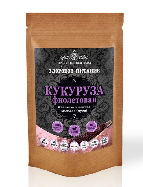 фото Кукуруза фиолетовая продукты xxii века молотая мука желатинизированная 100 г продукты ххii века