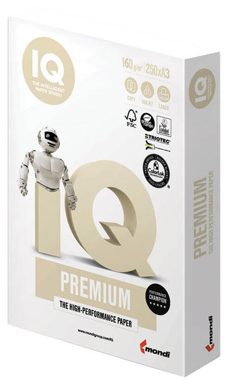Бумага IQ Premium, А3, 160 г/м2, 250 л, А+, 169% (CIE)