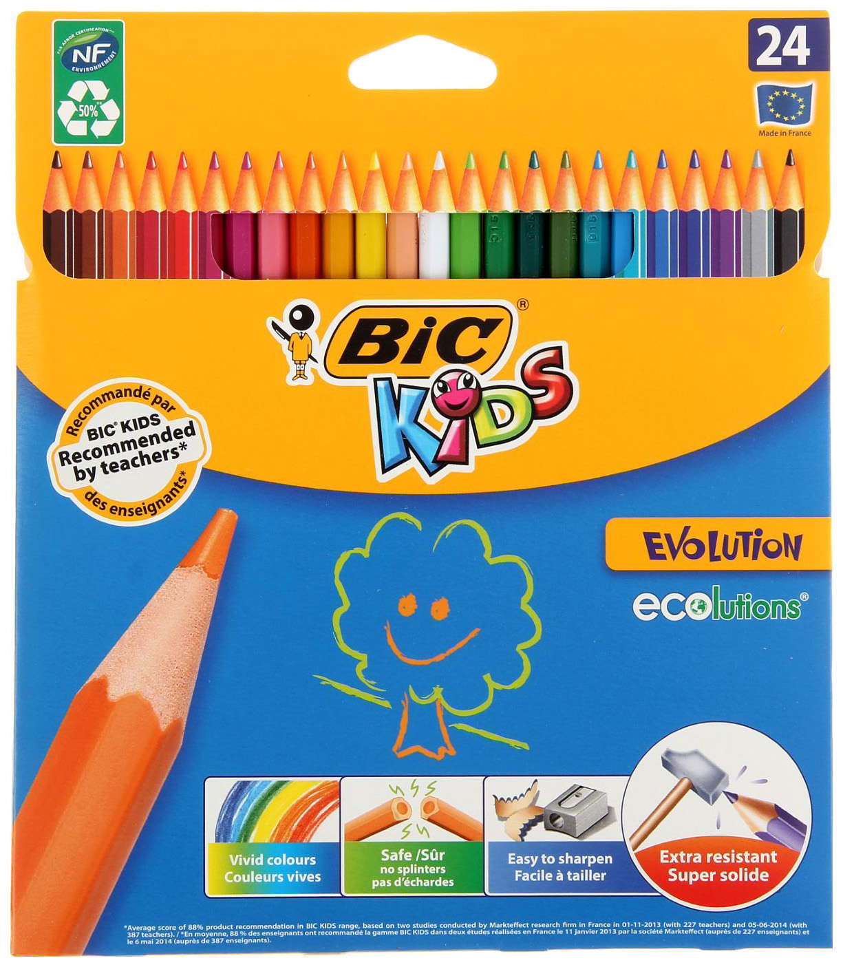 

Карандаши 24 цвета BIC Kids Evolution ECOlutions, пластиковые CubicFun