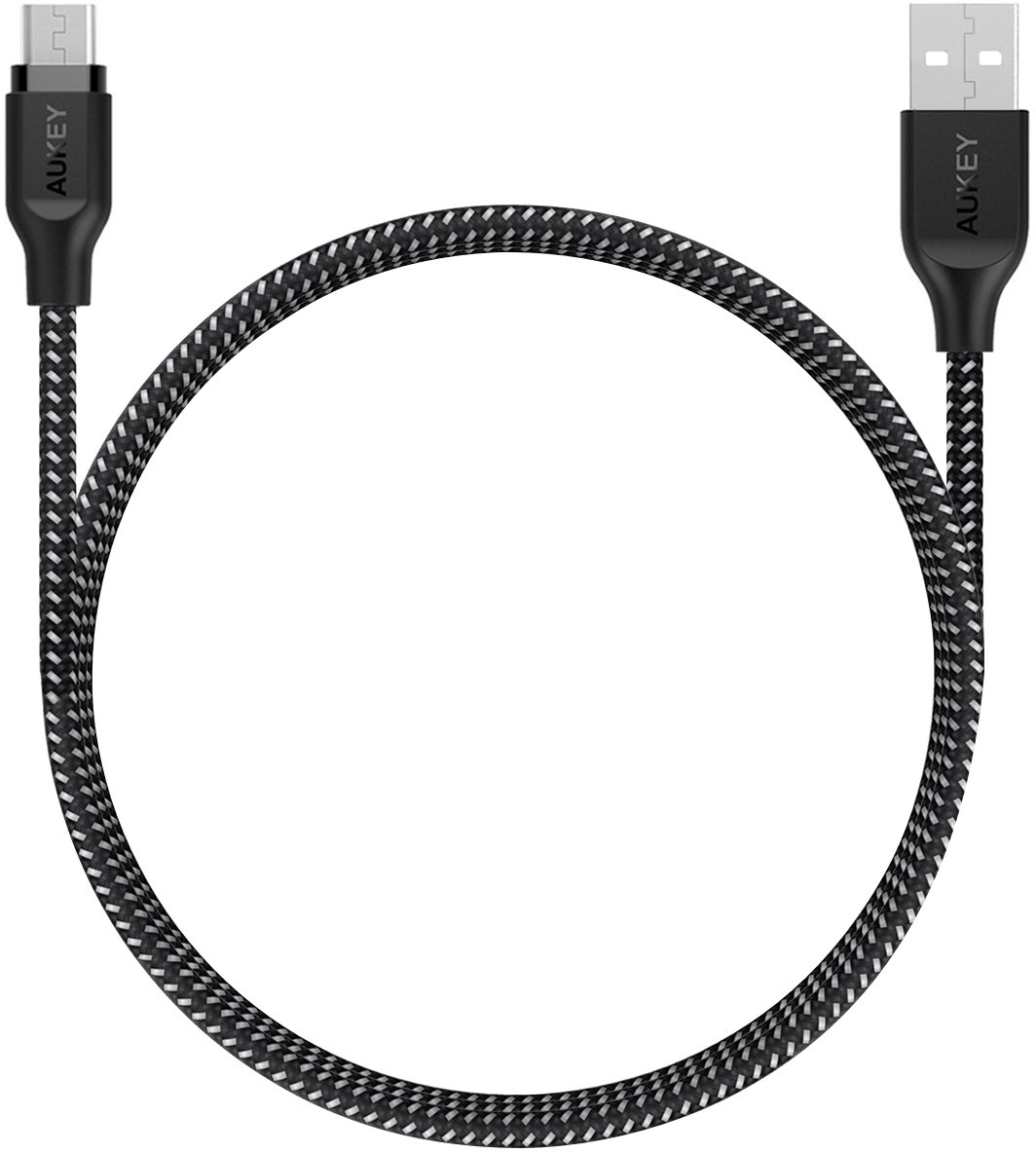 

Кабель Aukey Braided Nylon microUSB to USB-A 1.2m Black (CB-AM1), Braided Nylon CB-AM1 microUSB to USB-A 1.2 м