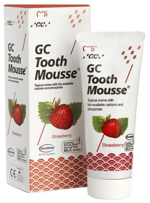 Зубной гель GC Tooth mousse, клубника рокс гель medical minerals 45гр реминерализирующий