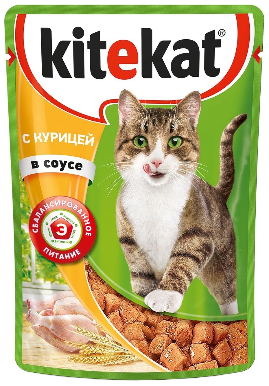 

Влажный корм для кошек KiteKat, с курицей в соусе, 24шт по 85г, курица 85 г