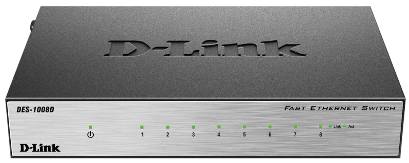 

Коммутатор D-Link DES-1008D/L2A Black, DES-1008D