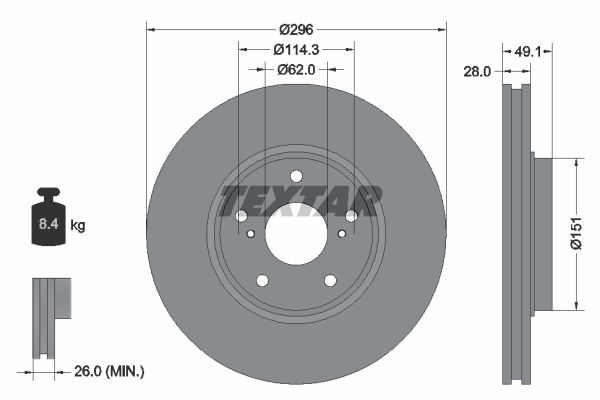 фото Тормозной диск textar 92185403