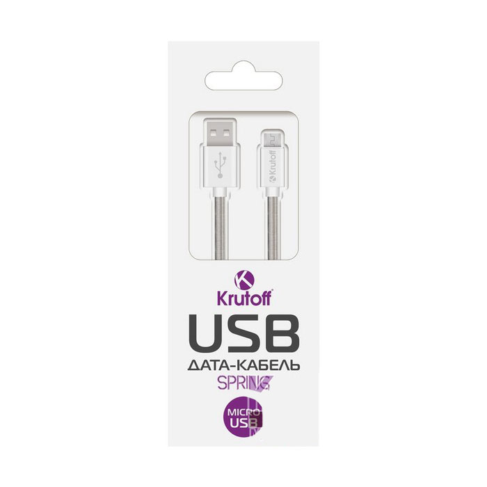 фото Кабель krutoff spring micro-usb 1м white