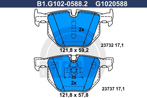 

Комплект тормозных дисковых колодок GALFER B1.G102-0588.2