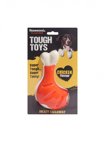 Жевательная игрушка для собак Rosewood Chicken Leg с ароматом, оранжевая, 13 см