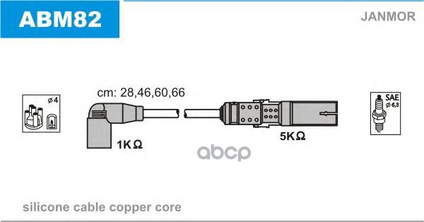 

Комплект проводов зажигания JANMOR ABM82