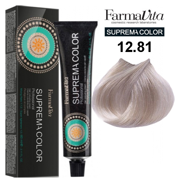 Краска для волос Farmavita Suprema 12.81 Mерцающий платиновый крем краска farmavita suprema color для волос 6 3 темный блондин золотистый 60 мл