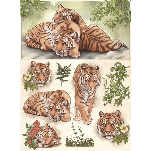 

Рисовая бумага для декупажа Craft Premier, A3, 25г/м, Тигры CP00726