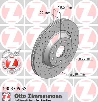 фото Тормозной диск zimmermann 100.3309.52