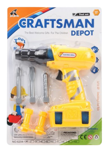

Дрель игрушечная Shantou Gepai Craftsman Depot 6204-1, Желтый