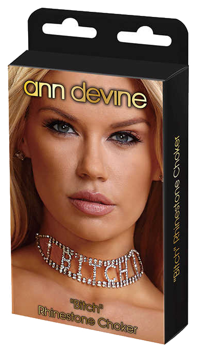 фото Ошейник ann devine bitch rhinestone choker из кристаллов