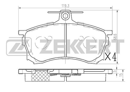 фото Комплект тормозных колодок, дисковый тормоз zekkert bs-1115