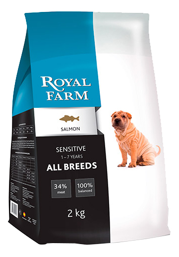 

Сухой корм для собак ROYAL FARM Sensitive All Breeds, все породы, лосось, 12кг, Sensitive All Breeds