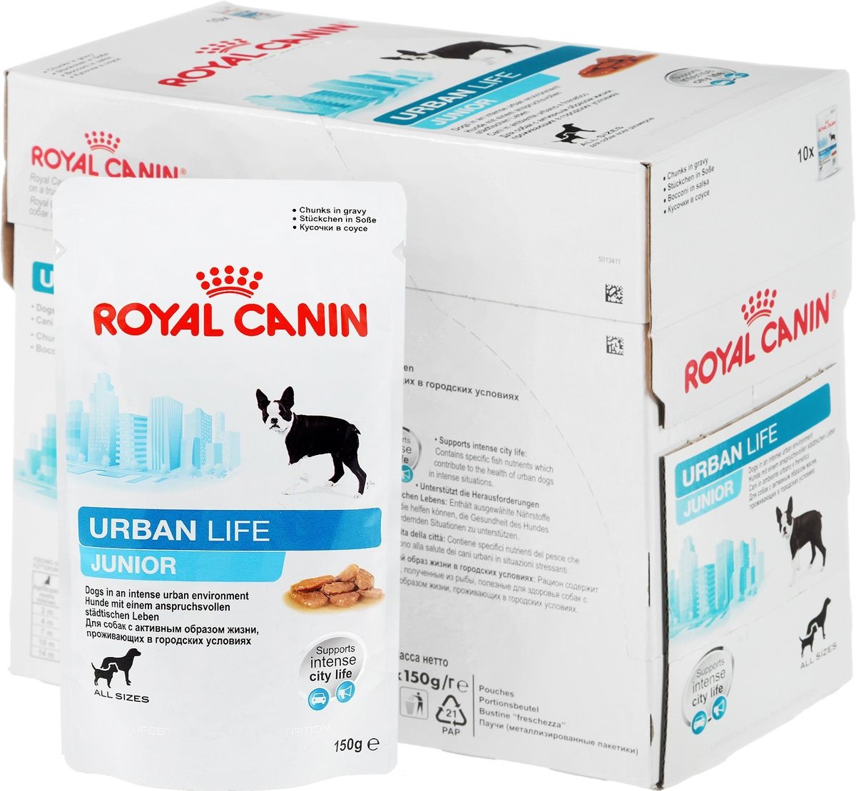 

Влажный корм для щенков ROYAL CANIN Urban Life Junior, мясо, 10шт, 150г, Lifestyle Health Nutrition Urban Life