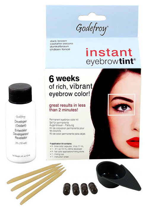 Краска-хна для бровей Godefroy Instant Eyebrow Tint Kit Dark Brown 4 капсулы