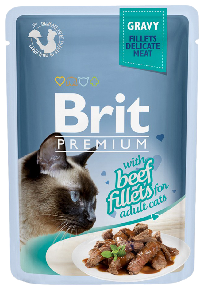 фото Влажный корм для кошек brit premium, в соусе, говядина, 85г