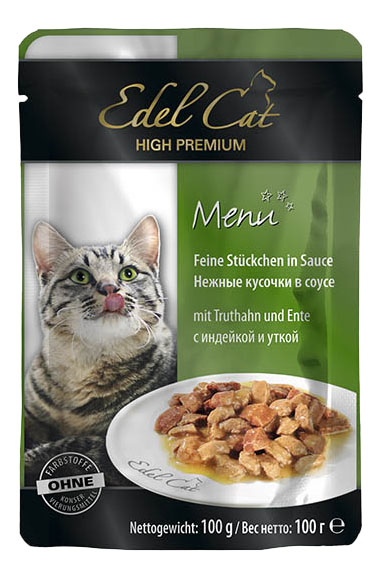 фото Влажный корм для кошек edel cat, индейка, утка, 100г