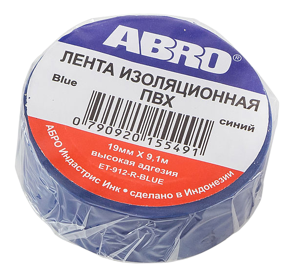 Изолента ABRO ЕT-912 Синий фиксатор резьбы акриловый abro tl 342 r 6 мл морозостойкий разъемный средней прочности синий