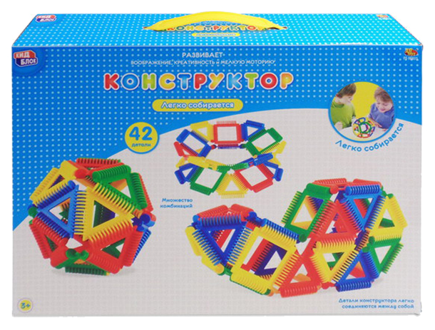 

Конструктор пластиковый ABtoys Кид Блок 42 детали PT-00835, Разноцветный