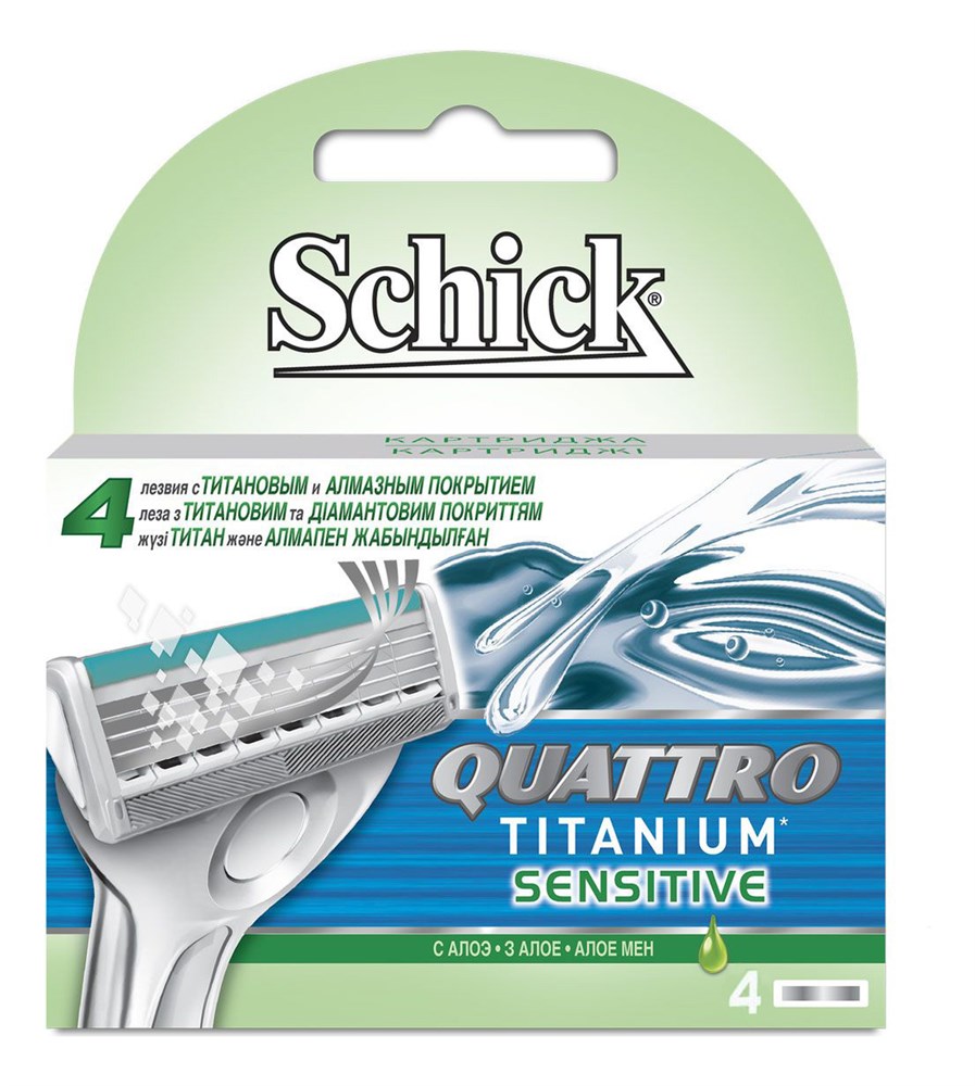 фото Сменные лезвия schick quattro titanium sensitive 4 шт