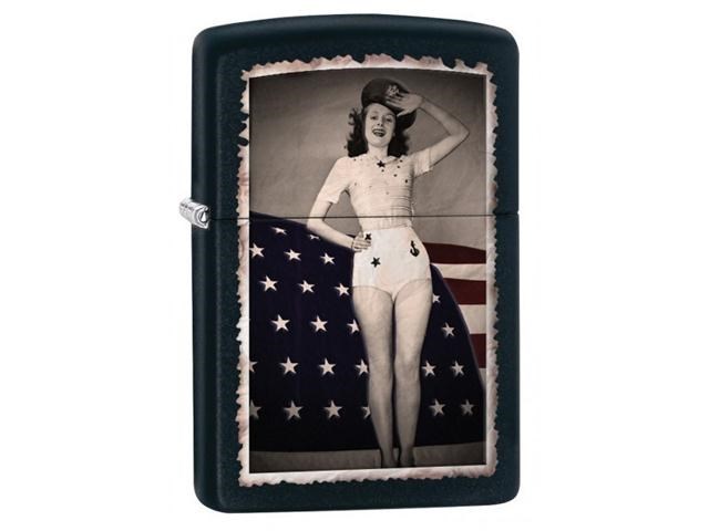 

Бензиновая зажигалка Zippo Flag & Woman 28533 Black Matte, Черный, Flag & Woman 28533