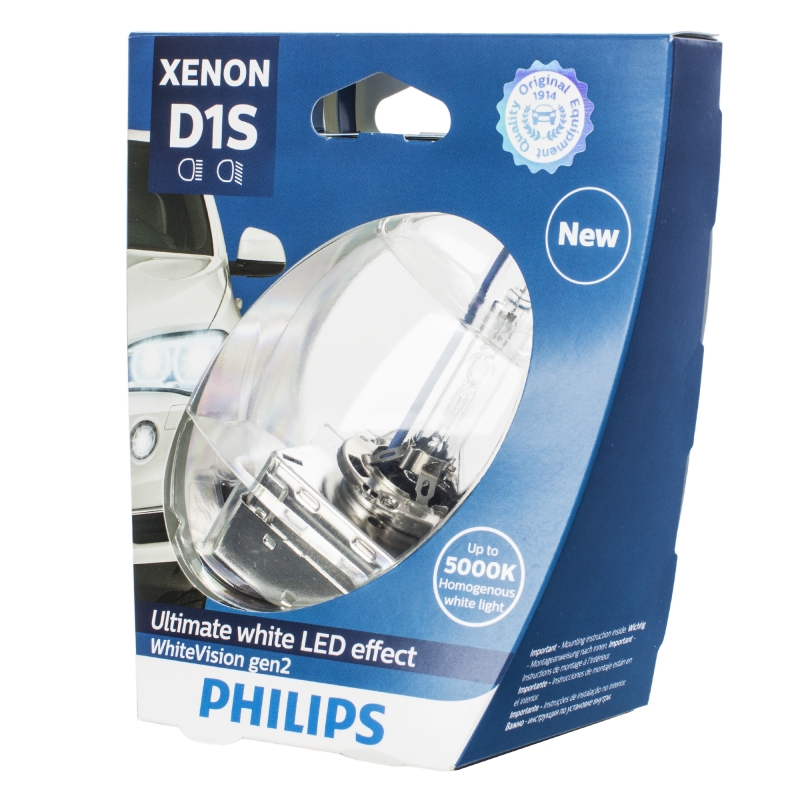 Ксеноновые лампы Philips D1S WhiteVision Gen2 (+120%) - 85415WHV2