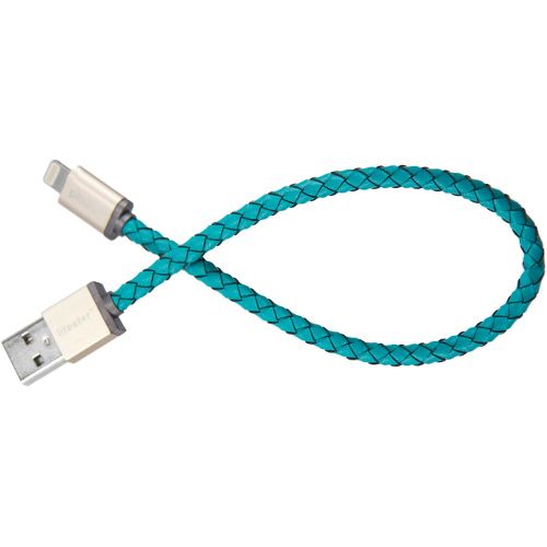 фото Кабель plusus mfi lightning usb cable (0,25 метра) cross turquoise голубой (кожа)