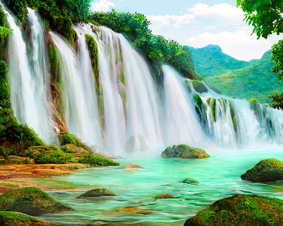 

Алмазная вышивка Алмазное Хобби Горный водопад, 40x50 см, Горный водопад