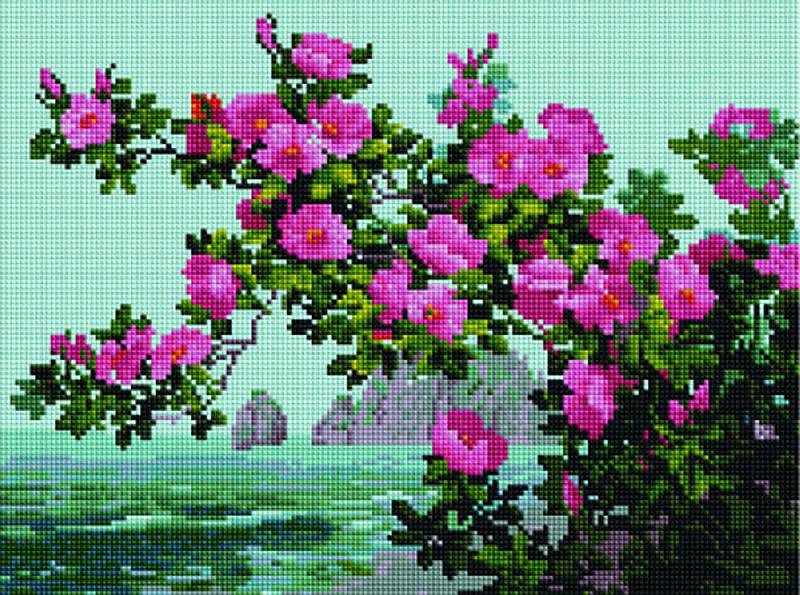

Алмазная вышивка Painting Diamond Цветы у моря, 30x40 см, Цветы у моря