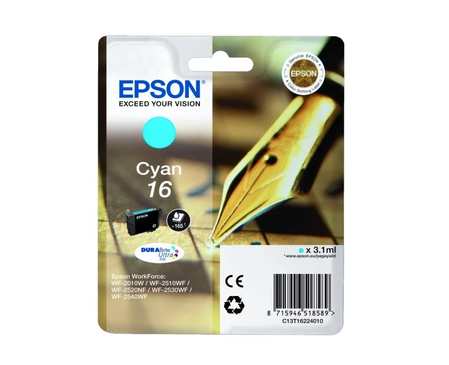 Картридж для струйного принтера Epson C13T16224010, голубой, оригинал