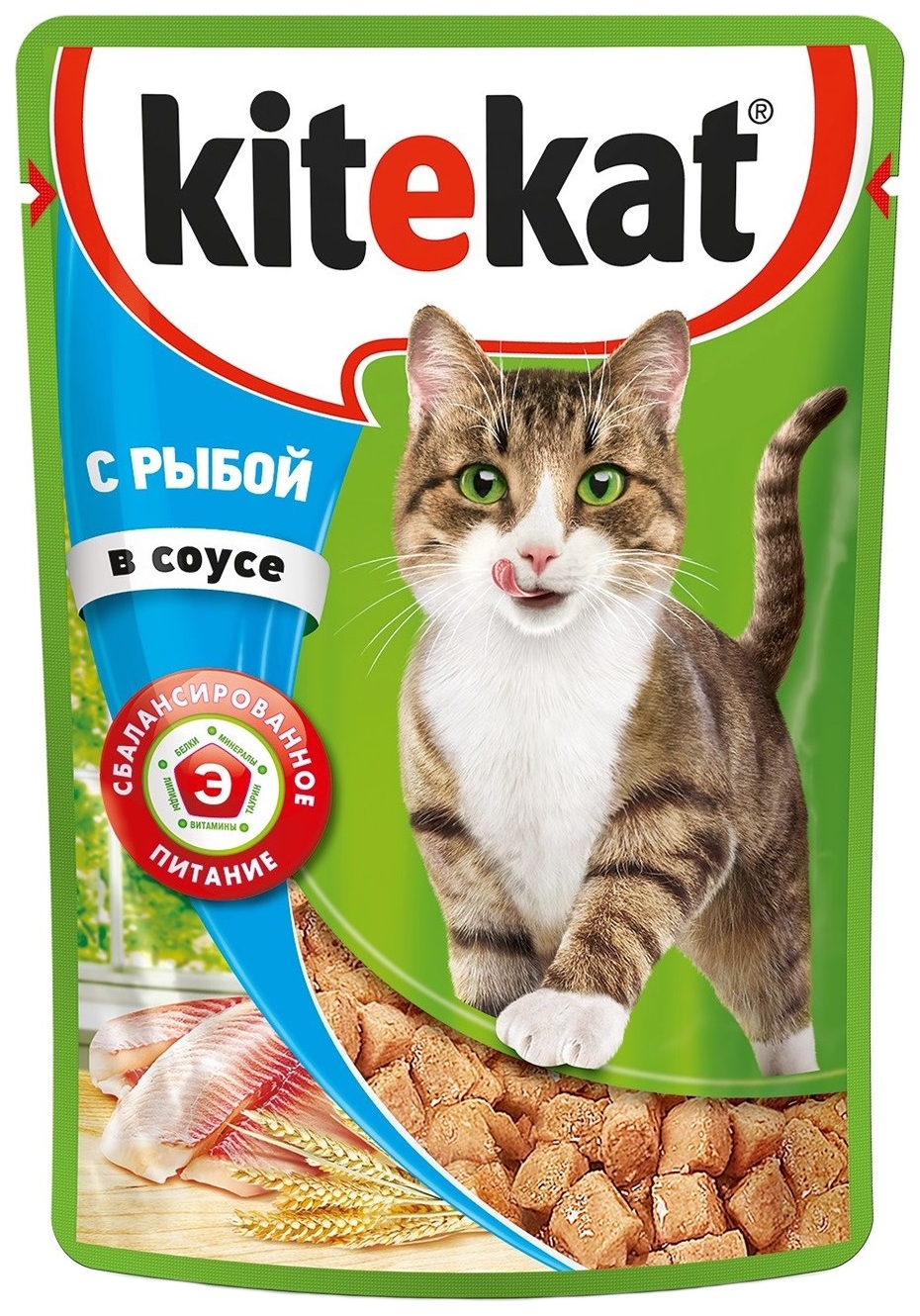 

Влажный корм для кошек Kitekat, с рыбой в соусе, 28 шт по 85 г, рыба 85 г