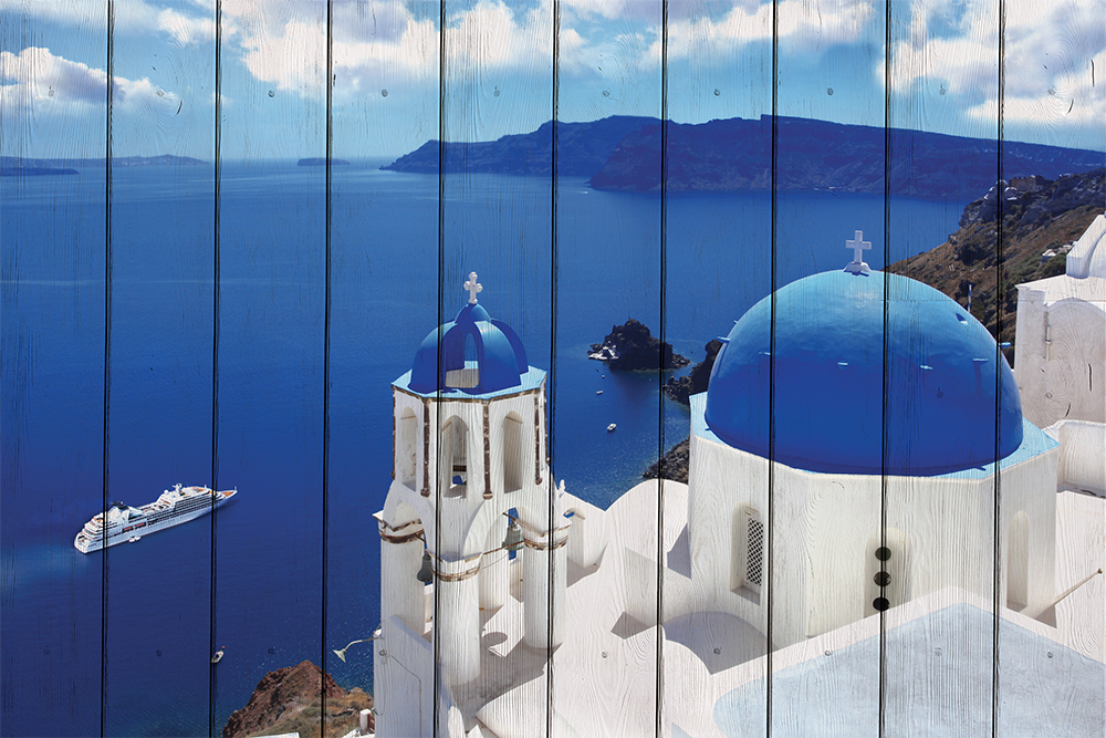 

Картина на дереве Санторини 40x60 см, Дом Корлеоне