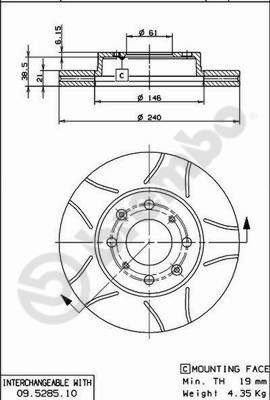 фото Тормозной диск brembo 09.5285.75