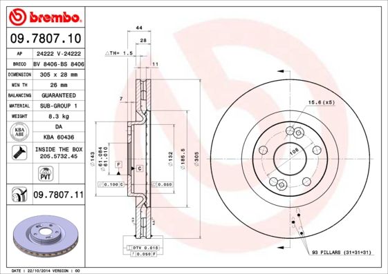 фото Тормозной диск brembo 09.7807.11