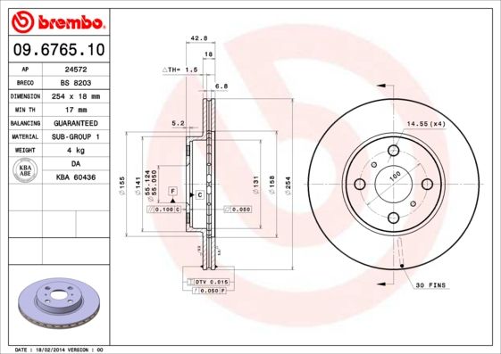 фото Тормозной диск brembo 09.6765.10