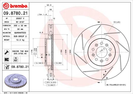 фото Тормозной диск brembo 09878021