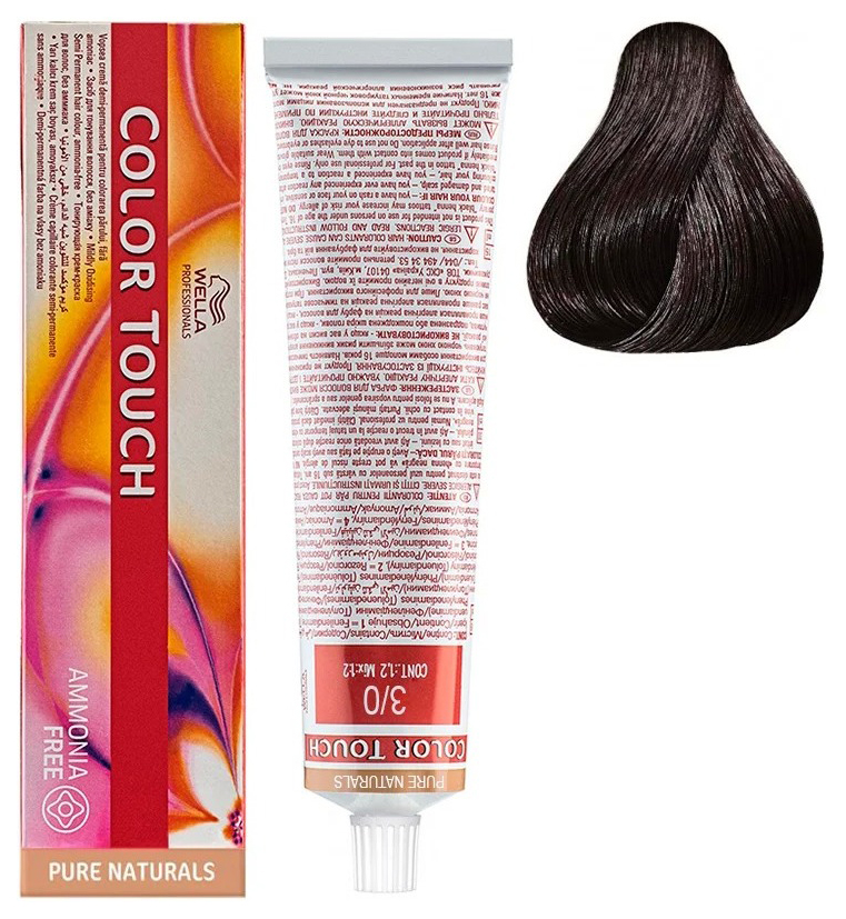 Краска для волос Wella Professionals COLOR TOUCH 3/0 Темно-коричневый 60 мл халат женский махровый 80% хлопок 20% полиэстер темно голубой 48 багира lx 13 005 1