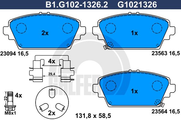 

Тормозные колодки GALFER дисковые B1G10213262