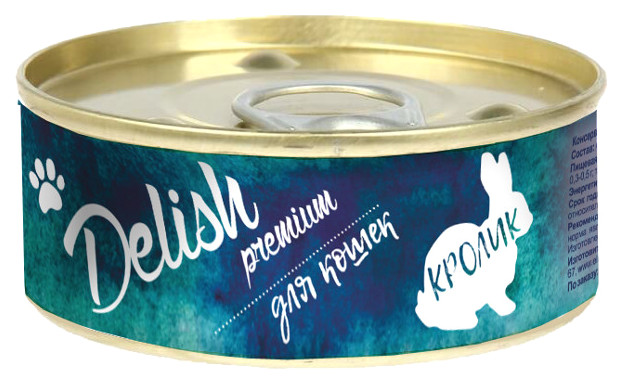 Консервы для кошек Delish Premium, кролик, 100г