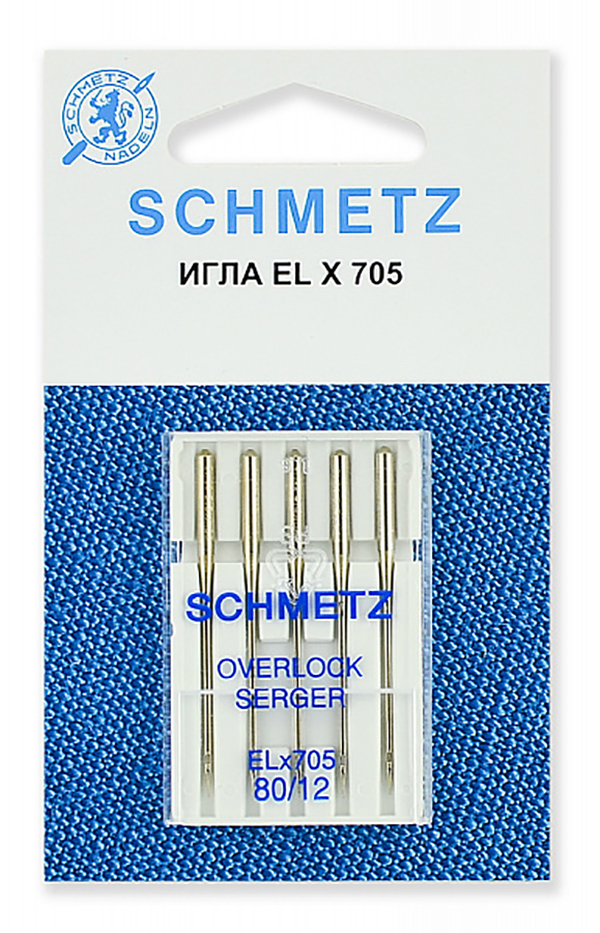 

Иглы для плоскошовных машин, хромированные Schmetz CF ELx705 № 80, 5 шт,
