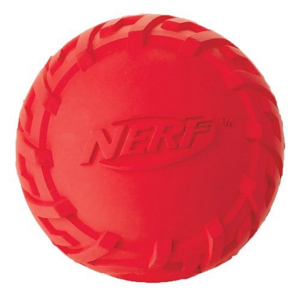фото Апорт для собак nerf мяч резиновый пищащий, красный, длина 7.5 см